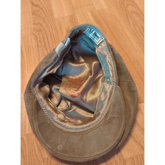 LL Bean Drivers Newsboy Hat Cap Large Brown Quality De Luxe Leather Vintage - Picture 5 of 12